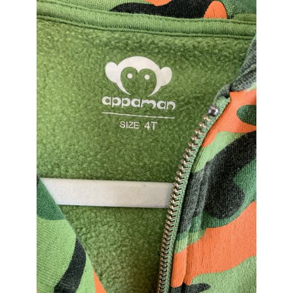 APPAMAN Boy’s Sweatshirt Zip Up Hoodie Camouflage Green Size 4 - Picture 3 of 12